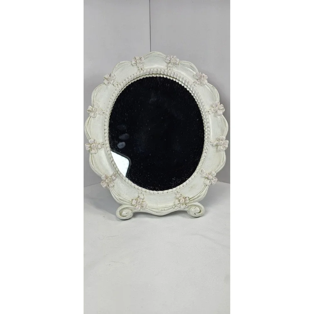 Vintage Syroco Oval Wall Mirror White Floral Shabby‎ Chic Cottage Decor USA 1943